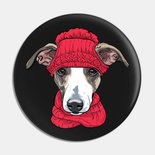 Copy of Italian Greyhound in winter hat Pin