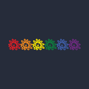 Six Daisy Smiley Faces Pride Rainbow Color T-Shirt