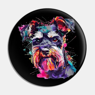 Miniature Schnauzer Colorfull Pop Art Design For Dog Onwer Pin