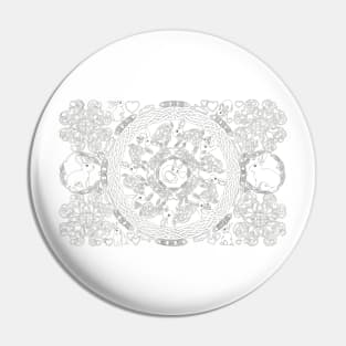 Celtic Rabbit Mandala Black and White Pin