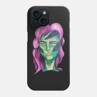 Colourful Zombie girl with stitched face Phone Case