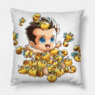 Little Castiel covered in Beelines Pillow