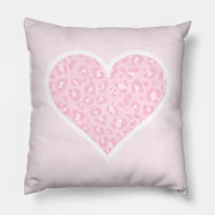 Pastel Pink and White Leopard Print Heart Pillow