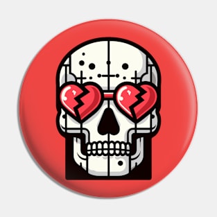 Anti Valentine’s Skull - Broken heart shaped glasses Pin