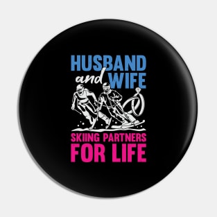 Husband And Wife Skiing Partners For Life Pin