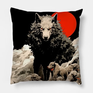 Wolf: Once a Wolf, Always a Wolf on a Dark Background Pillow