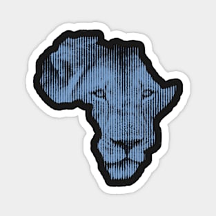 Blue Lion in Shape of Africa Magnet