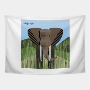 Minimal Zoo Art Series | A to Z  | Elephant | Square Tapestry