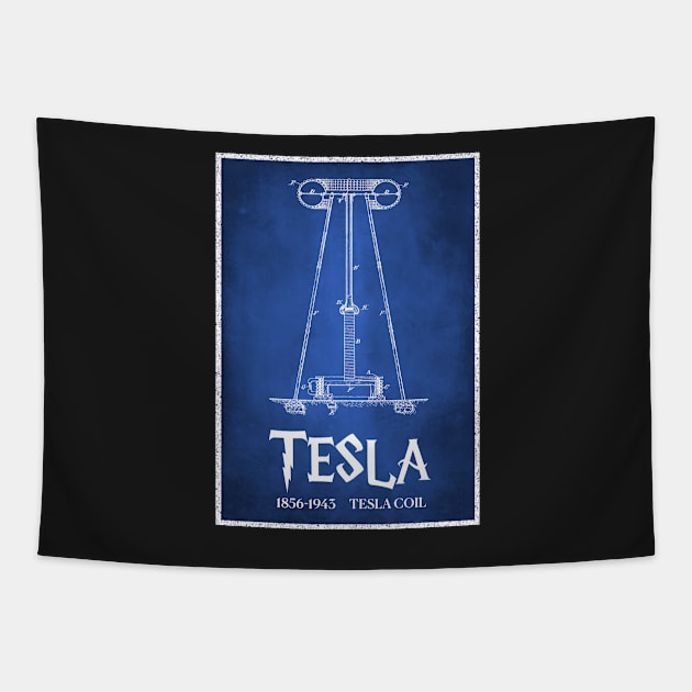 Tesla Coil by Nikola Tesla Tapestry by labstud