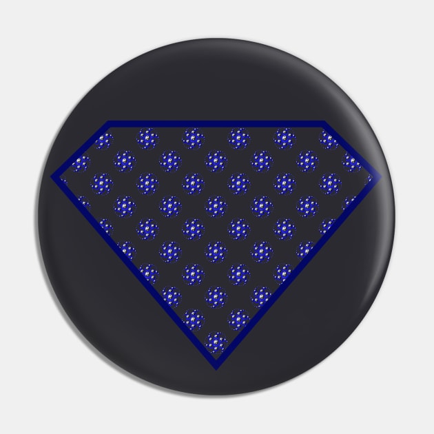 Yin Yang Diamond Design - Blue Color with a Ball Effect Pattern Pin by The Black Panther