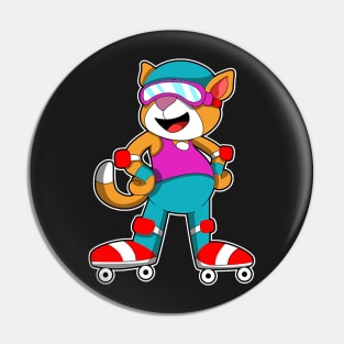 Cat at Inline skating with Inline skates & Helmet Pin