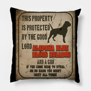 Alapaha blue blood bulldog Silhouette Vintage Humorous Guard Dog Warning Pillow