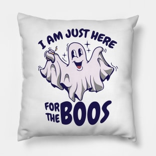 Funny Halloween Ghost says I'm Just Here For The Boos Pillow