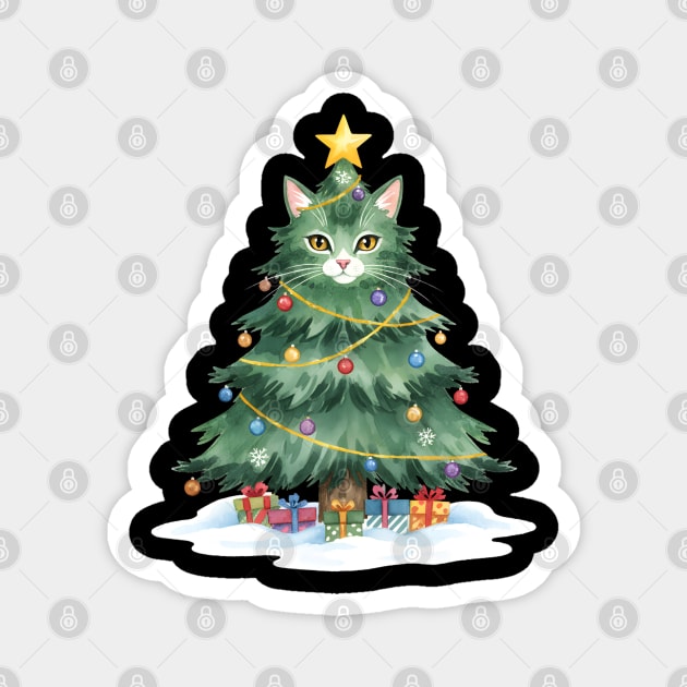 Christmas Tree Cat - Festive Feline Holiday Cheer Magnet by Creatifly Graphic Tees