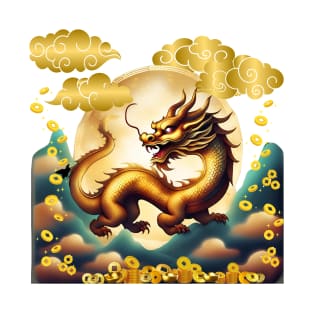 The majestic golden dragon bestows auspicious blessings. T-Shirt