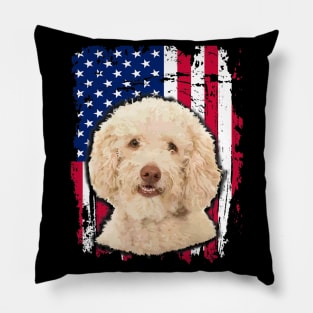 Poodle Us Flag 4Th Of July Pillow