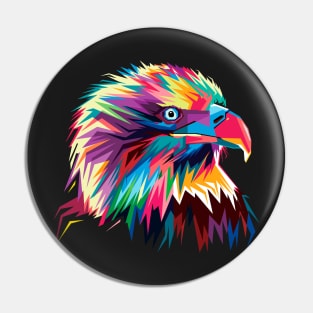 Watercolor Rainbow American Eagle Pin