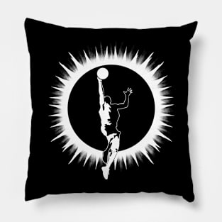 Total Solar Eclipse 2024 Basketball Player Jumping in the Sun Pillow