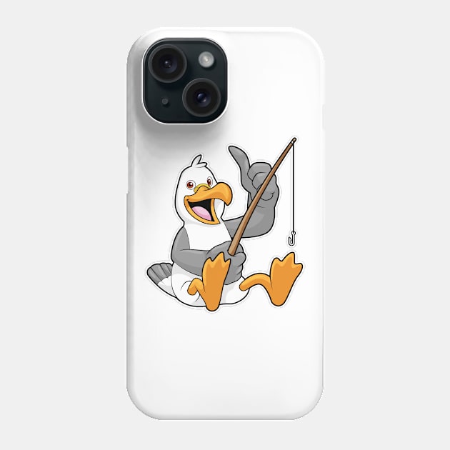 Seagull at Fishing with Fishing rod Phone Case by Markus Schnabel