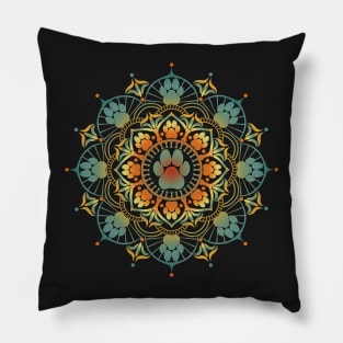 Dogmaste - Pretty Dog Pawprint Mandala Pillow