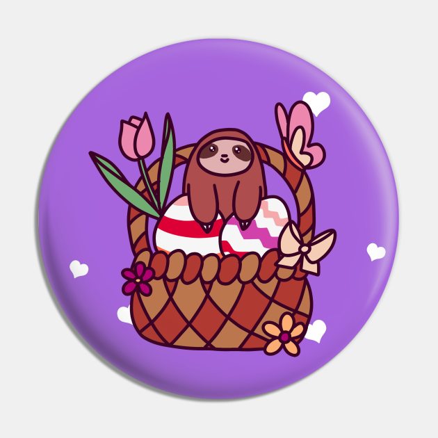 "I Love You" Easter Basket Sloth Pin by saradaboru