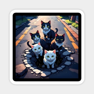 Pothole Cats Magnet