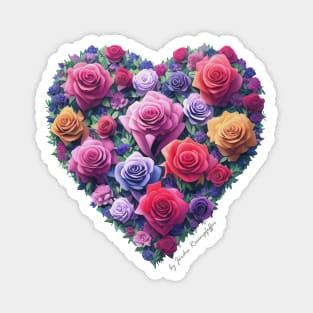 heart filled with blooming roses and other flowers Magnet