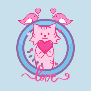 LOVELY PINK CAT FULL OF LOVE T-Shirt