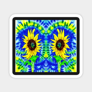 Tie Dye Sunflowers - Blue Aesthetic Psychedelic Magnet