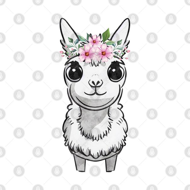 Floral Crown Llama Pink Flowers by Magnificent Butterfly