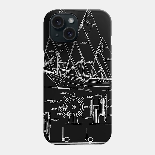 Sailing Boat Vintage Patent Hand Drawing Phone Case by TheYoungDesigns