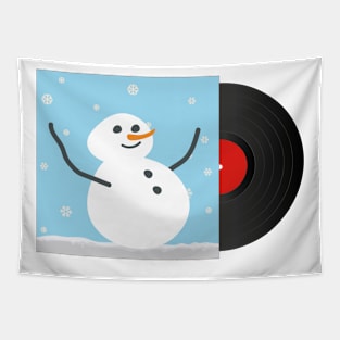 Christmas Music Vinyl | Cute Snowman Tapestry