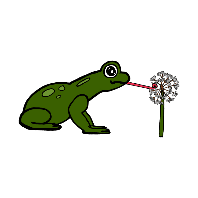 Frog Licking a Dandelion by MoreThanADrop