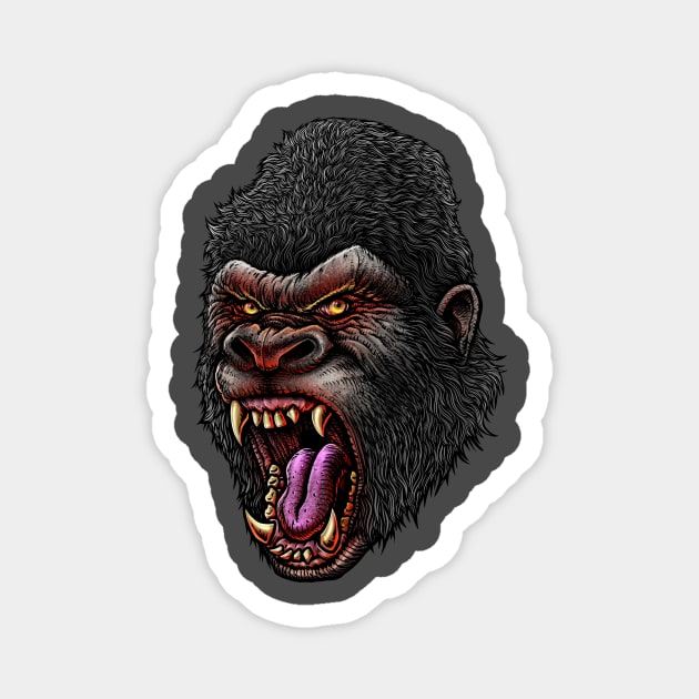 Mad Kong Head Magnet by LillyRise