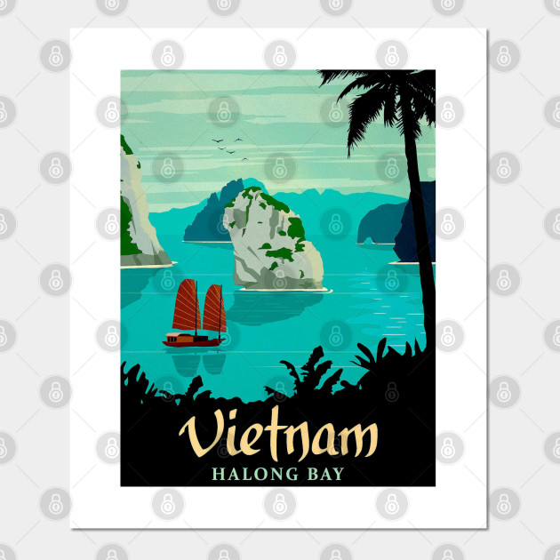 Halong Bay Travel And Tourism Vietnam Poster Vietnam Affiche Et Impression D Art Teepublic Fr