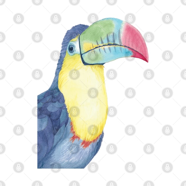 Watercolor keel-billed toucan painting bird by Oranjade0122