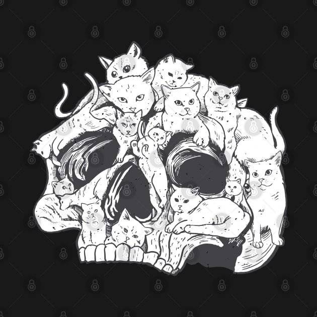 Skull Cats and Kittens Cute Fluffy Spooky by Kali Space