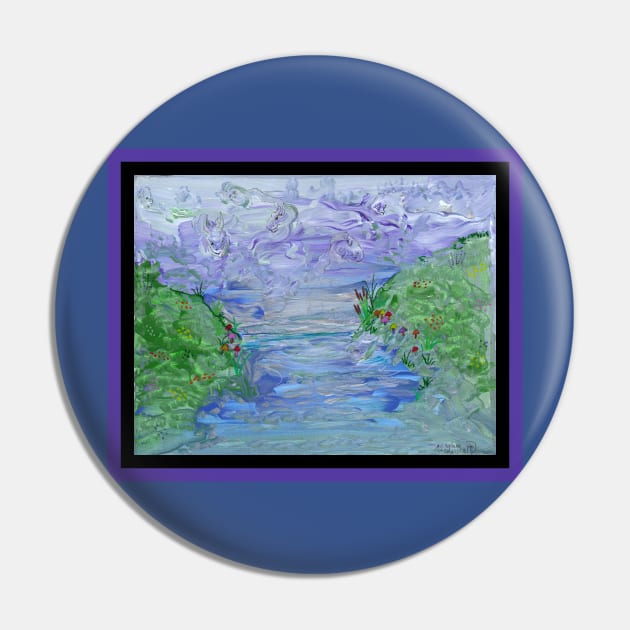 Blue Clouds Green Grass Water Creek Flowers landscape nature window wildlife creatures in clouds swirling Pin by pegacorna