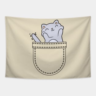 Happy anime kitten in pocket Tapestry