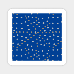 Silver and Gold Polka Dots on Blue Magnet