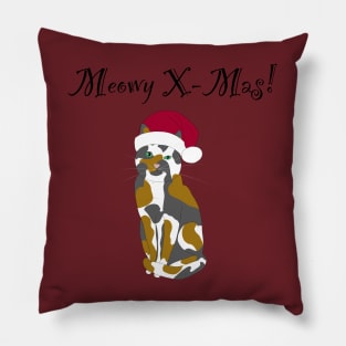 Meowy X-mas santa hat - tortoise shell Pillow