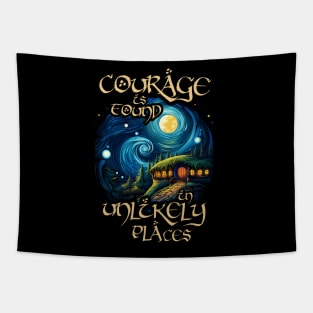 Courage is Found in Unlikely Places - Round Doors - Van Gogh Style - Fantasy Tapestry