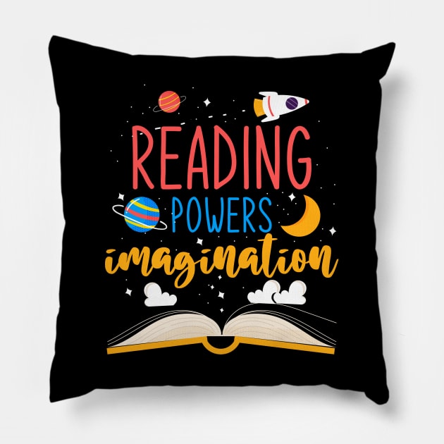 Reading Powers Imagination Books Pillow by ShirtsShirtsndmoreShirts