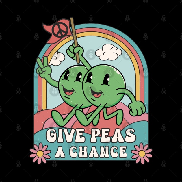 Give Peas A Chance Funny Retro Cartoon Style Pun by FloraLi