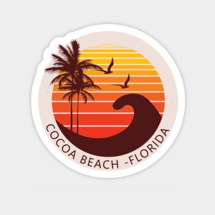 Cocoa Beach Florida Retro Sunset Design Magnet