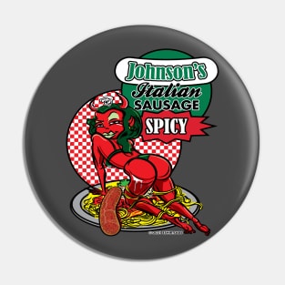 Spicy Italian Sausage Pasta Plate with Seductive Devil Woman Pin