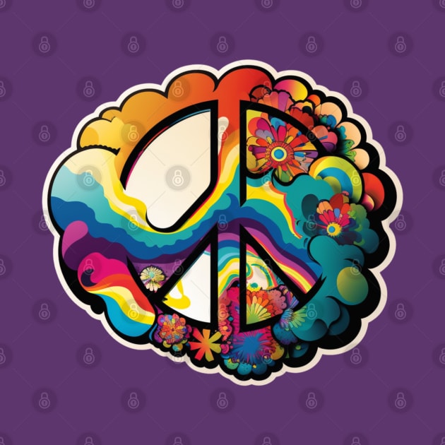 Groovy Psychedelic Peace Sign in Purple by TheArtfulAllie