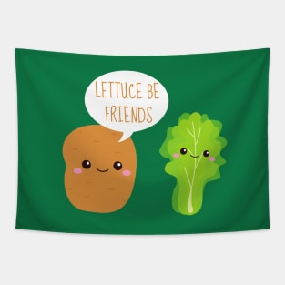 Lettuce Be Friends Funny Potato And Lettuce Tapestry