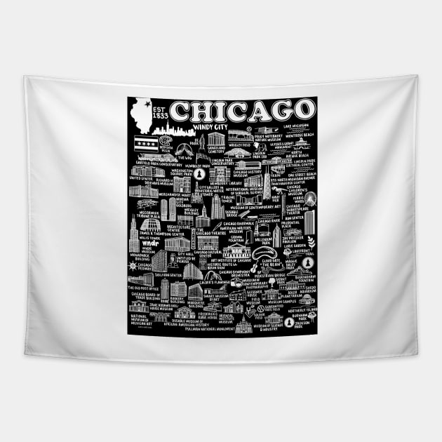 Chicago Map Tapestry by fiberandgloss