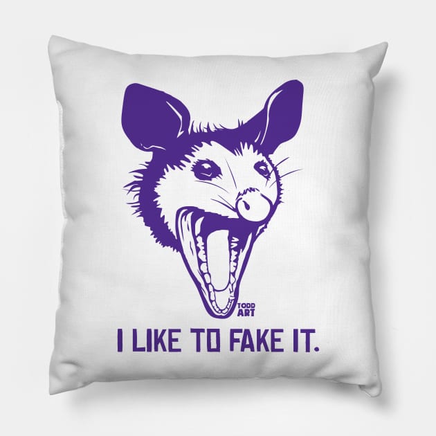 FAKE IT Pillow by toddgoldmanart